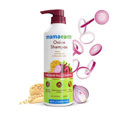 Mamaearth Onion Shampoo for Hair Growth and Hair Fall Control with Onion and Plant Keratin | Reduces Hair Fall | Strengthens & Smoothens Hair | For Men & Women | 600ml